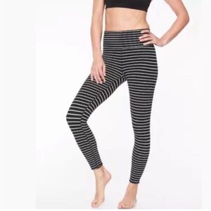 Athleta Black & White Striped Cropped Leggings